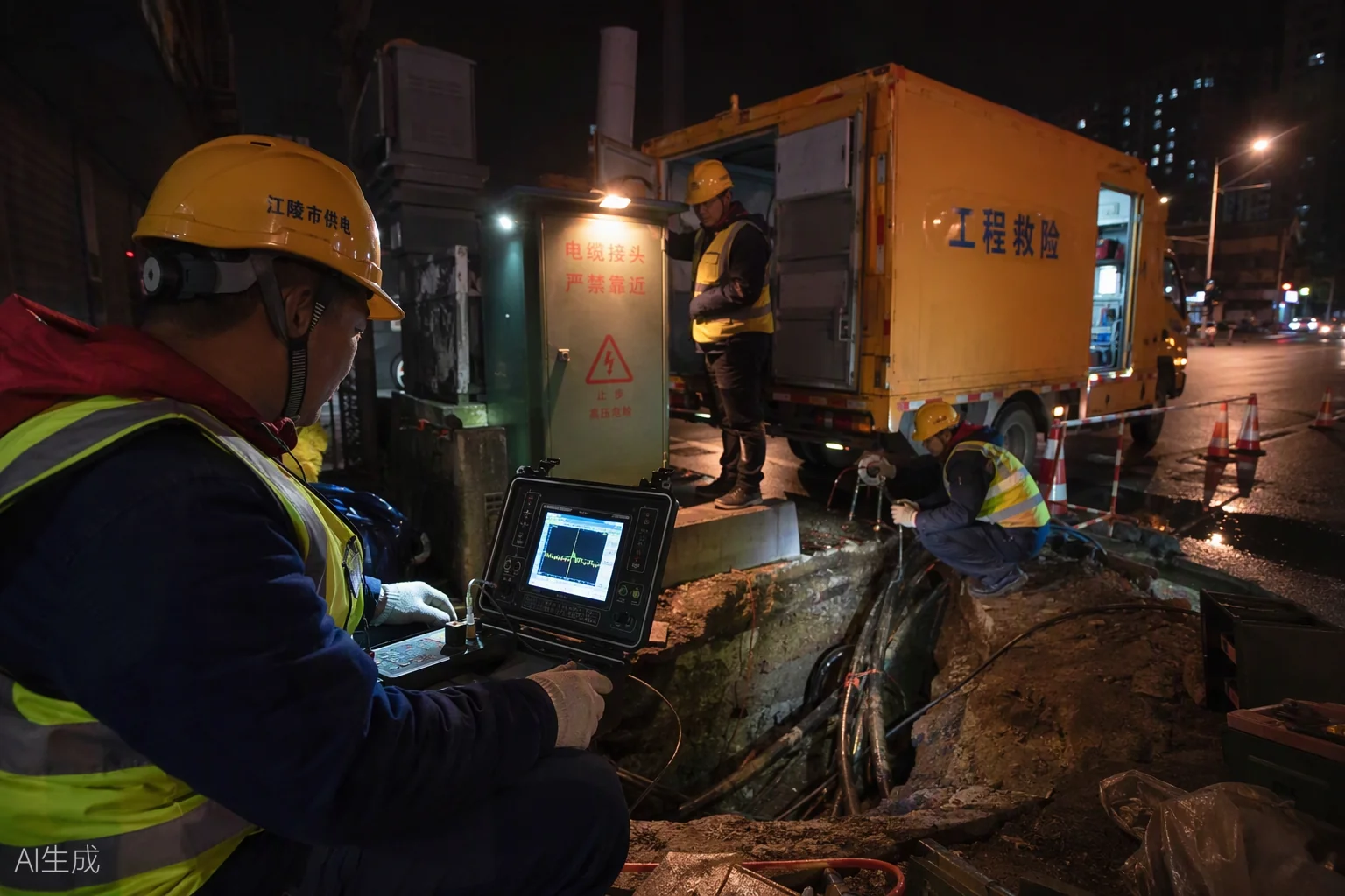 宁夏秉正电力建设工程：35kV 电缆故障检测全站仪组合